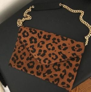 J.Crew Suede Cheetah Clutch
